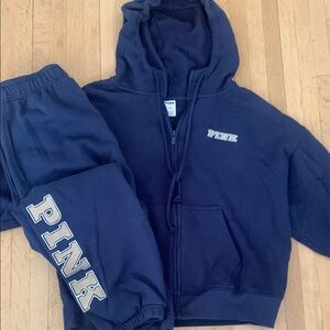 VS PINK Navy Hoodie and Sweatpants Set